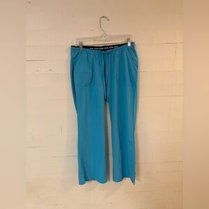 HeartSoul Turquoise Blue Petite Scrub Pants Medium Stretch Elastic Waist